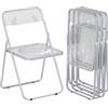 HOMCOM Set di 4 Sedie Pieghevoli in Acrilico, Sedie Richiudibili da Interno Salvaspazio con Struttura in Acciaio, Sedia Pieghevole Portatile per Casa Ufficio Cucina Eventi, 47x48x75 cm, Trasparente