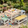 MAMIZO Set Tavolo e Sedie per Bambini da Giardino, Tavolo e Sedie in Legno con Copertura Impermeabile, 2 sgabelli, Adatto a Bambini dai 3 Anni in su, Adatto per Giardini, Patii e Picnic