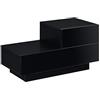[en.casa] Comodino da Notte a 2 Cassetti 38 x 70 x 35 cm Cassettiera e Portaoggetti Mobile da Divano/Letto Posizione a Destra - Nero, Frontale Lucido