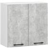 AKORD | Pensile da Cucina a Parete - Oliwia W60 | 2 Ripiani e 2 Anta Armadio da Cucina | Componibile Mobili da Cucine Armadi | Pannello laminato | Bianco | Beton