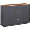 Brigros - Credenza Grigia con Top Noce 2 Ante e 3 Cassetti, Madia Moderna in Legno Truciolare e MDF con Maniglie in Alluminio, Mobile Soggiorno 120x40x82,5 cm