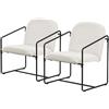 ML DESIGN modern living ML-Design Set di 2 Poltrone Poltrona Relax Beige per Salotto con Rivestimento Morbido e Struttura in Acciaio Nero Poltroncina Imbottita con Braccioli e Schienale Sedia Moderna per Soggiorno