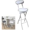 ZJ HOME Sgabelli Alti da Bar Pieghevoli con Schienale (Bianco/Nero), 22/24/26 Sgabelli Alti da Cucina Seduta, Sedie da Bar per Esterno con Morbido Cuscino, Poggiapiedi (Color : White1Pcs, Size : Sittin