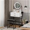 YU YUSING Toeletta Trucco con Sgabello,Tavolo Trucco con Specchio e Luce