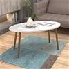 [en.casa] Tavolino Basso da caffè (AxLxP) 41 x 90 x 50 cm Tavolino da Salotto con Gambe in Legno e Piano Ovale - Bianco