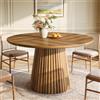 Tribesigns Tavolo da pranzo rotondo da 120 cm per 4-6 persone, tavolo da cucina in legno stile rustico con base a piedistallo scanalato per sala da pranzo, cucina, soggiorno