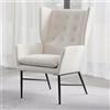 chairus Poltrona Sedia in Velluto per Soggiorno Balcone Moderna Sedia Imbottita Relax Poltroncina Lounge Salotto con Gambe in Metallo (Beige)