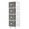 Yopption Armadietto portaoggetti da bagno a 4 livelli, impermeabile, con 4 cassetti, sottile, per piccoli spazi, cucina, dormitorio, nero trasparente, 72,5 x 18 x 38 cm