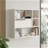 [en.casa] Scaffale da Parete Rettangolare Scaffale Pensile Espositore con 6 Scomparti Mensola da Muro Scomparto Chiuso Anta Ribaltabile 90 x 22 x 81 cm - Bianco