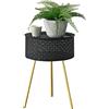 [en.casa] Tavolino da Salotto (AxØ) 50 x 35 cm con Piano Tondo Rimovibile e Contenitore Portaoggetti, Tavolino Basso in Metallo Nero con Treppiede in Color Oro