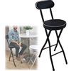 ZJ HOME Sgabelli Alti da Bar Pieghevoli con Schienale (Bianco/Nero), 22/24/26 Sgabelli Alti da Cucina Seduta, Sedie da Bar per Esterno con Morbido Cuscino, Poggiapiedi (Color : Black1Pcs, Size : Sittin