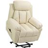 HOMCOM Poltrona Reclinabile Alzapersona Elettrica, Poltrona Relax con Imbottitura Spessa e Telecomando, 96x93x105 cm, Crema