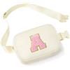 YOOLIFE Marsupio con lettere per bambine, regalo per bambine dai 3, 4, 5, 6, 7, 8, 9, 10, 11, 12 anni, regali personalizzati per teenager, donne, amiche, sorelle, mamme, beige., A