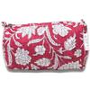 IBOAH Beauty case da viaggio con stampa organizer da bagno, borsa per il trucco in cotone imbottito per donne, uomini e neonati, con fodera impermeabile interna (Fucsia fiori bianchi, Piccolo)