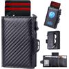 ZAHRVIA Portafoglio Uomo Slim con Portamonete, Porta Carte di Credito Uomo Pop-up per 8 Tessere, Portacarte Uomo con Scomparto Banconote e Finestra ID, Porta Tessere con Protezione RFID (Nero Carbon)