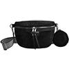 Cozlly Marsupio da Donna in Pelle, Borsa Tracolla Crossbody, Cinturino Regolabile, Piccola Borsetta, Sportiva, Tracolla Ampia (Nero)