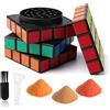 LHOEST Grande Grinder 58 MM Macinaspezie Manuale Metallo Grinder con 24 Denti Macinaspezie 4 Strati Grinder Cubo di Rubik con Raschietto e Spazzola in Plastica per Spezie Cucina