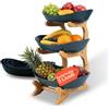 Avilia Portafrutta a Ripiani 3 Livelli in Bambù, Porta Frutta a Piani da Tavolo con 3 Cestelli, Fruttiera Multilivello Salvaspazio, Organizer Cucina per Frutta Snack e Pane, Centrotavola Moderno