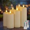 Kimjo Candele LED Senza Fiamma Impermeabili per Esterni - Plastica Bianco Avorio con Funzione Timer Telecomando - Set di 6 Candele LED Fiamma Tremolante (13,5cm, 15cm, 18cm*2)