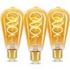 URing Lampadina LED E27 Vintage Edison - 4W Luce Bianca Calda 2200K Retro Decorativo Stile Filamento Lampadina Non Dimmerabile, Equivalenti a 40W Risparmio Energetico, 3 Pezzi (ST64)