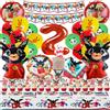 Bemoseng Bing Compleanno 2, 101 Pcs Stoviglie esta Compleanno, Bing Decorazioni per la tavola del C-ompleanno del Coniglietto, Piatto Bandiera Tovagliolo Tazza Tovaglia per Feste di C-ompleanno