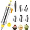 HAPPOW Siringa per torte, in acciaio inox, con 6 beccucci, riutilizzabile, per cupcake, torte, biscotti, ciambelle, pasticcini (giallo)