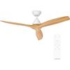KLARSTEIN Santa Elena Ventilatore da Soffitto - Silenzioso, 6 Velocità, Telecomando, Timer, 3 Pale in Legno, Per Camere Fino a 25m², Montaggio Facile