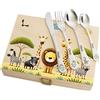 Amikado Posate per bambini personalizzate con cofanetto opzionale stampato - Design Safari - Idea regalo nascita, compleanno e battesimo