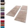 Carpettex Bordo del letto Shaggy tappeto Set di runner 3 pezzi Pila alta Pianura Pila lunga, colore:Beige, set letto:2 pezzi 60x110 + 1 pz 80x150