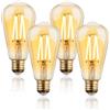 FLSNT Dimmerabile Vintage LED Lampadine Edison E27, ST64 Retro LED filamento Lampen, 7W (equivalenti a 60W), Bianco caldo 2700K, 700 Lumen, Vetro Ambrato, Confezione da 4