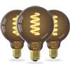 CALEX Lampadina LED E27, G95, Filamento a spirale, Vintage Rustico, Luce calda, Dimmerabile, Confezione da 3