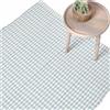 Homescapes - Tappeto a quadretti in cotone 100%, realizzato a mano, 110 x 170 cm, lavabile in casa, colore: Azzurro/Bianco