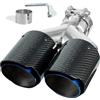 Catekro 63mm Terminale Scarico Auto Universale, Doppia Uscita, Blu-nero | Uscita Scarico in Acciaio Inox 304 & Fibra di Carbonio Tubo Terminale Marmitta Sportivo Fissare con Bulloni Chiave Inclusa