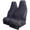 Cov My Seat Asciugamano Coprisedile Auto - Protezione Sudore Sport, Palestra, Spiaggia - Coprisedile Auto in Cotone Spugna Assorbente - Protegge Sedili in Pelle e Tessuto - Lavabile - Nero Emblema Viola X 2