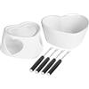 Premier Venus Set Fonduta Venus, Bianco Dolomite, 4 Forchette, 1 Piatto, Filo Cromo, Bianco