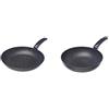 Moneta Etnea Padella, Alluminio, Nero, 30 cm & Etnea Padella Wok, 28 Cm, Alluminio, Nero