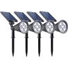 Lumisky SpIKY - Set di 4 faretti solari 2 in 1 da cucire o da fissare con potente luce dimmerabile LED bianco H42 cm