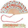 Fisura - Ventaglio in legno moderno con messaggio "I'm chilling". Accessorio fresco e colorato, ventaglio a mano blu e rosso con gancio pratico. Dimensioni: 42,5 x 23 cm