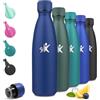 JAPORIA Borraccia Termica, 500ml, Bottiglia Acqua in Acciaio Inox, Sottovuoto a Doppia Parete, Termos senza Perdite, Borraccia Bambini per Sportiva, Scuola, Palestra, Viaggi, Ufficio - Blu Scuro