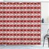 ABAKUHAUS Natale Tenda da Doccia, Cervi di inverno del fiocco di neve, Tessuto Set di Decorazioni per il Bagno con Ganci, 175 x 200 cm, Rubino Bianco