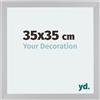 yd. Your Decoration - Cornice 35x35 cm - Cornice Decorativa Parete in Legno con Vetro in acryl - Antiriflesso - Ottima Qualità - Argento Opaco - Mura