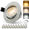 HOMEOW Faretti LED da Incasso 230V Metal Ø68mm - 80mm Dimmerabile 10 Pezzi | Faretti Neri IP44 for Bagno, Orientabili Luce Calda / Natural / Fredda,3000K 4000K 6000K,Dimmerabile a 3 livelli