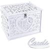 Benjia Scatola di Carte di Nozze in Legno con Serratura Scatola per Cartoline Regalo per Matrimonio per Ricevimento Anniversario Laurea Compleanno Baby Shower Wedding Card box(Mr & Mrs, Bianco)