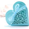 GIVBRO 50 Scatoline Portaconfetti a Cuore Blu, Intaglio Rose, 9 x 8 x 3 cm | Nastri inclusi, da assemblare, contiene 1 cioccolatino o 1-4 caramelle piccole, per feste, anniversari e ricevimenti