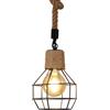 Pheashine Lampadario Industrial, Lampada a Sospensione in Corda di Canapa, Lampadario Cucina,Taverna, Soggiorno a Sospensione E27 Lampada a Sospensione Vintage Nero (Senza lampadina)