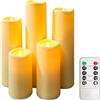 OSHINE Set di 5 candele senza fiamma a LED impermeabili, colore avorio, diametro 2,2 x altezza 10,2 cm,12,8 cm, 22,9 cm,funzionamento a batteria, con funzione timer e telecomando, candele in plastica