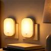 Suright [2 Pezzi] Luce Notturna da Presa con Sensore Crepuscolare, 5 Livelli Dimmerabile, 3000K Bianco Caldo, Modalità ON/OFF/Auto, LED Soffuso a Risparmio Energetico per Cameretta, Corridoio, Cucina, Scale