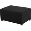 uyeoco Copri Pouf Elasticizzato Rettangolare Elasticizzato 80/90/100/120, Copertura Ottomana Fodera per poggiapiedi Tinta Unita Lavabile(Nero,74-86cm)