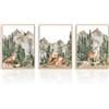 Dazzlewall Set di 3 Poster da Parete Con Animali da Fattoria, Cerbiatto Orso Volpe Stampa Ad Acquerello di Animali Della Foresta per Decorare la Stanza Dei Giochi, 12x16 Pollici, Senza Cornice