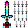 VOHESEA Spada di Diamante Luce Craft 15 Colori - 40 cm Miner Game Piccone di Diamante, Spada di Luce Ricaricabile con Base Rimovibile, 2 in 1 Lampada da Comodino per Bambini, Regali, Cosplay